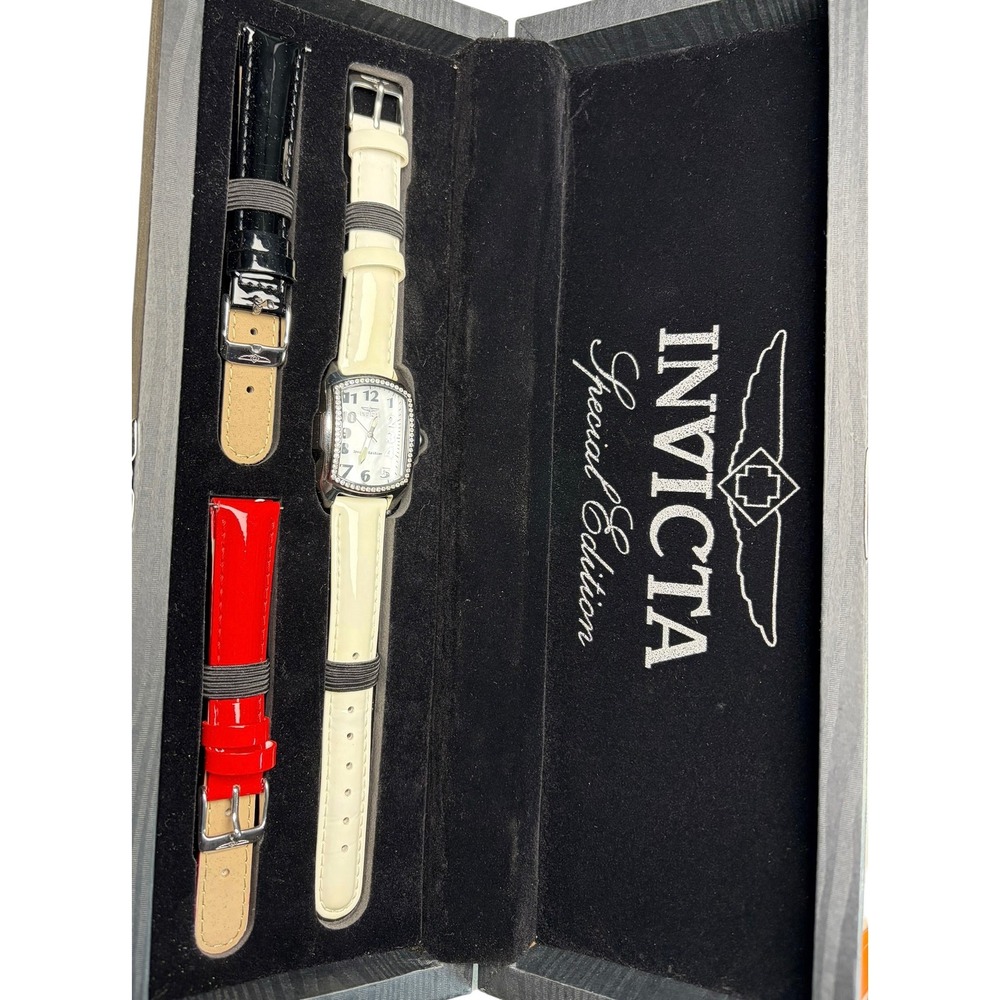 Invicta Lupah Special Edition Women Watch Set Mother of Pearl 3 Straps 13612 NEW